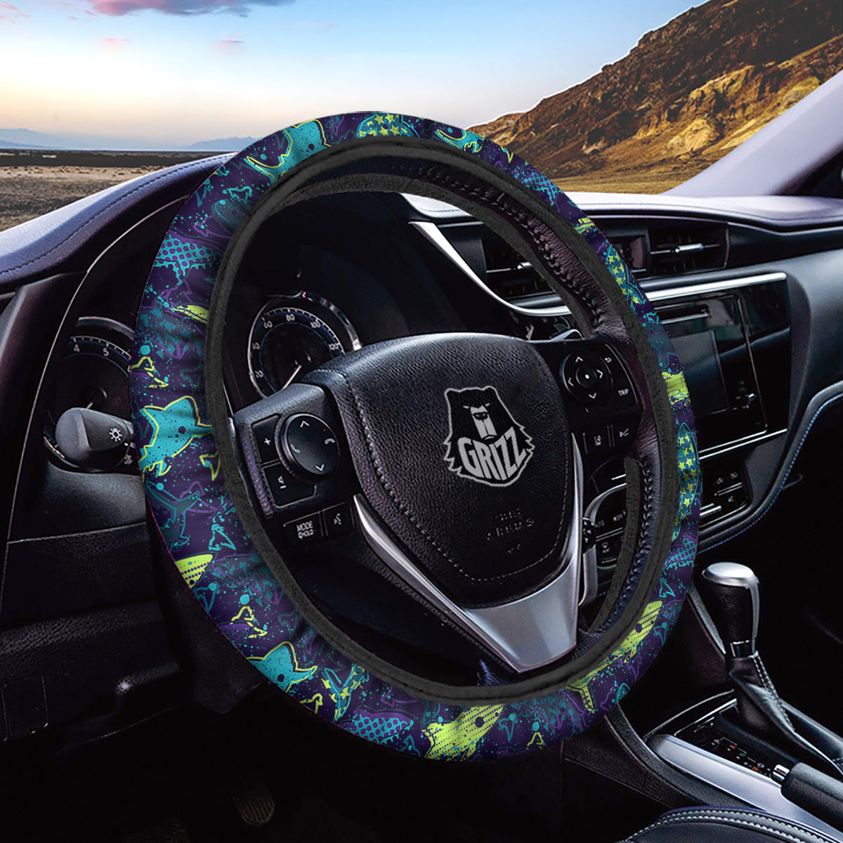 Abstract Shark Print Pattern Car Steering Wheel Cover-grizzshop