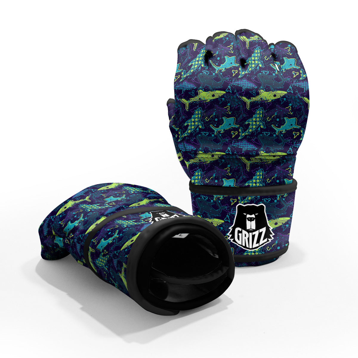 Abstract Shark Print Pattern MMA Gloves-grizzshop