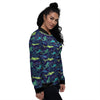 Abstract Shark Print Pattern Women's Bomber Jacket-grizzshop