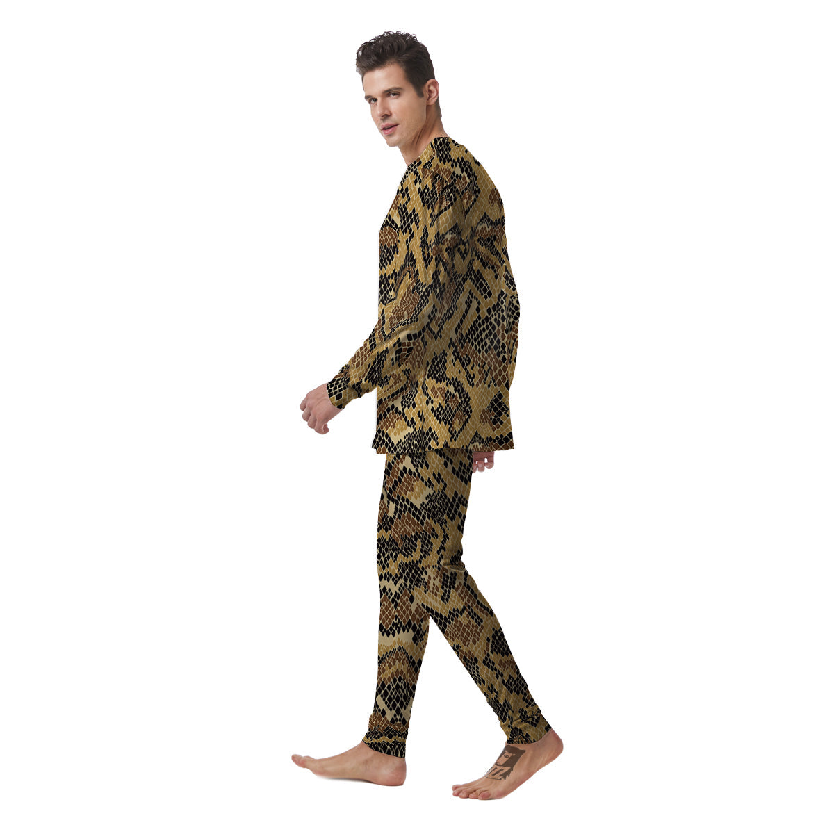 Abstract Snake Skin Print Men's Pajamas-grizzshop