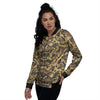 Abstract Snake Skin Print Women's Bomber Jacket-grizzshop