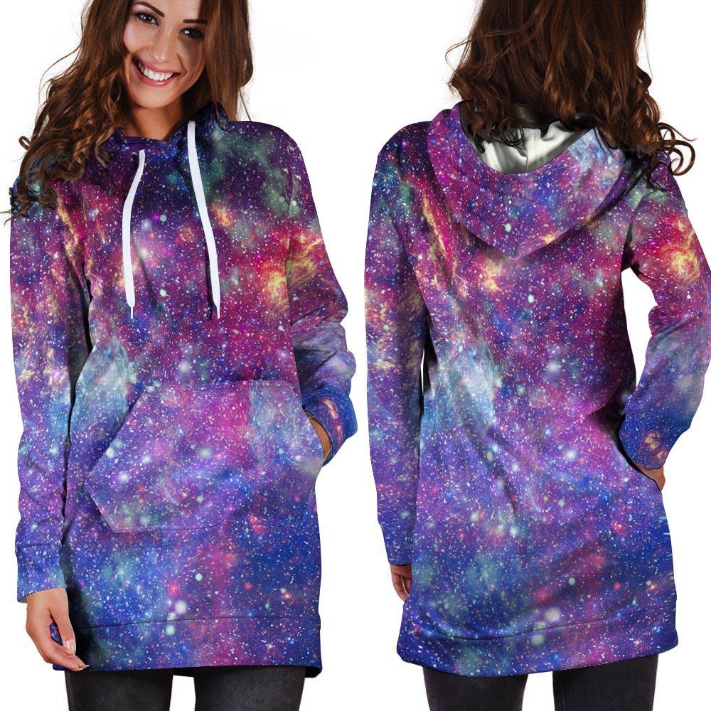 Abstract Starfield Galaxy Space Hoodie Dress-grizzshop