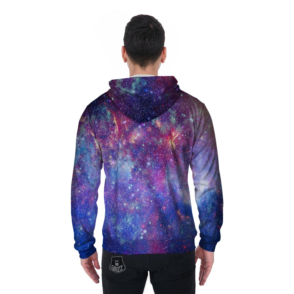 Abstract Starfield Galaxy Space Men's Zip Up Hoodie-grizzshop