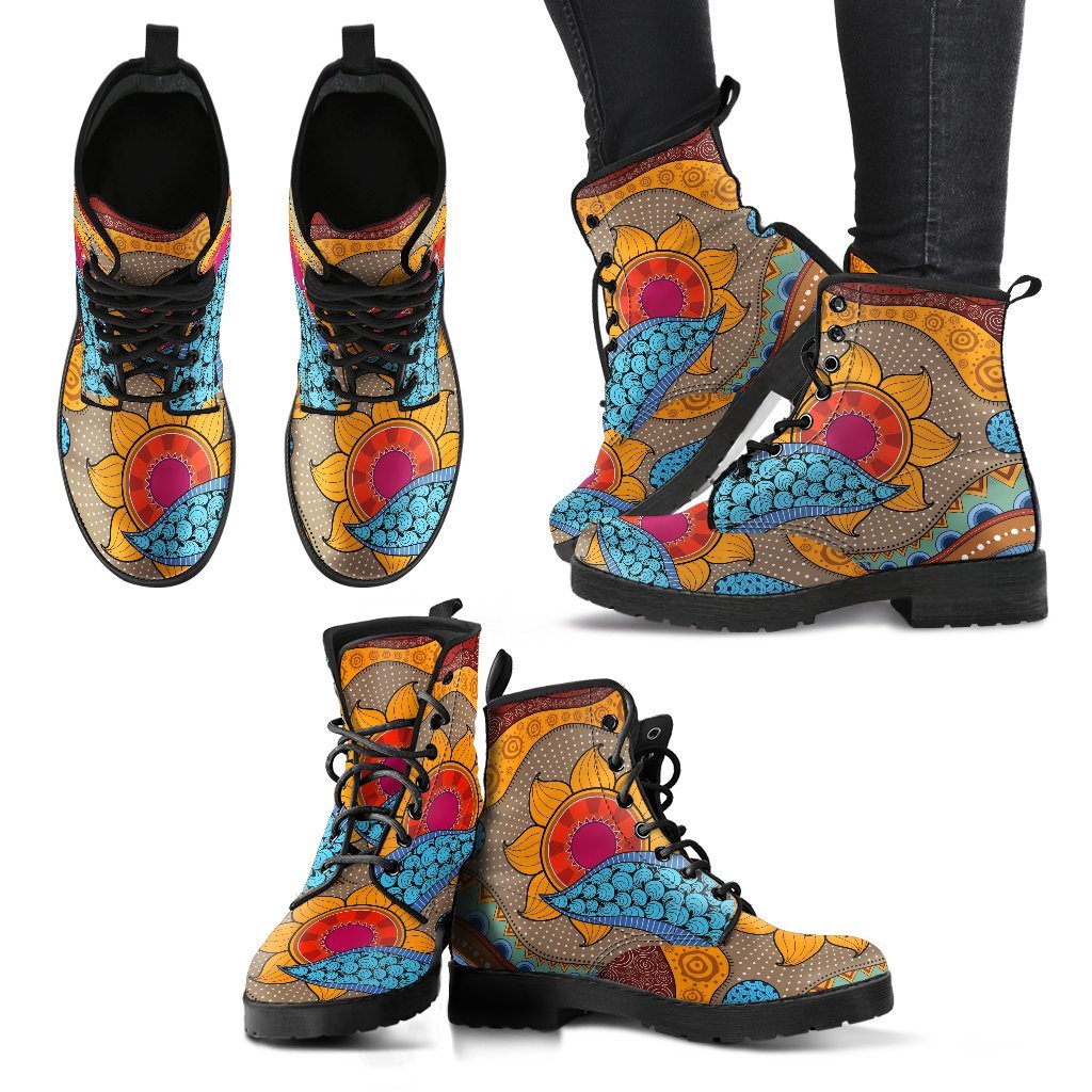 Abstract Sun Women's Leather Boots-grizzshop