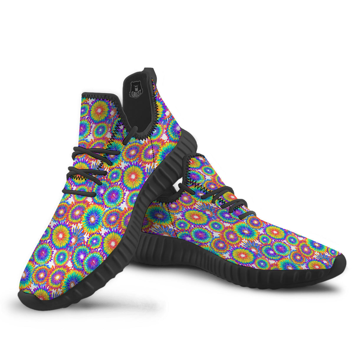 Abstract Sunflower Colorful Print Pattern Black Walking Shoes-grizzshop