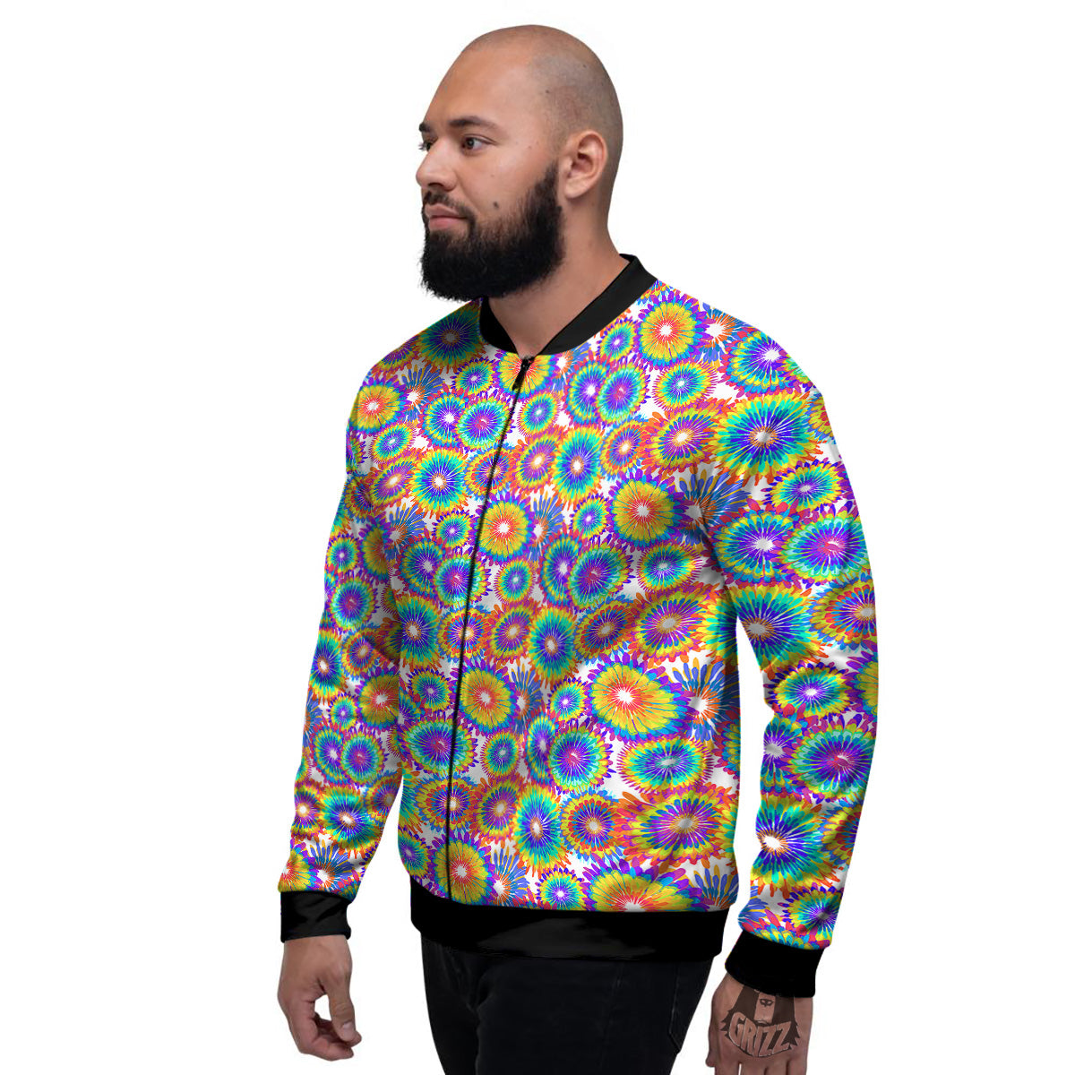 Abstract Sunflower Colorful Print Pattern Men's Bomber Jacket-grizzshop