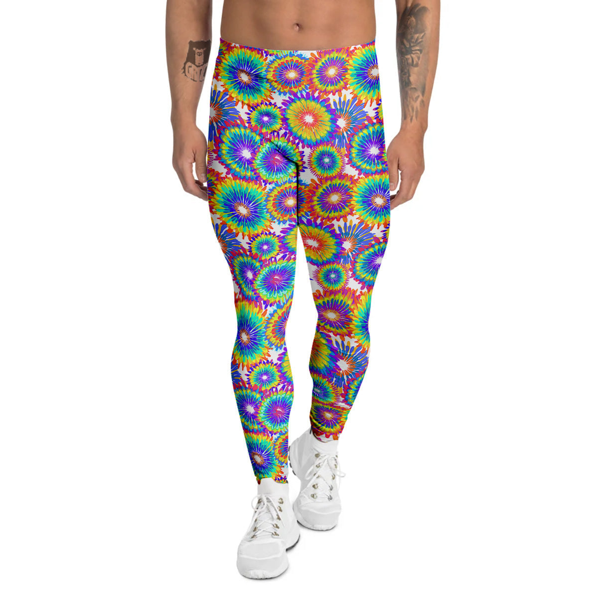 Abstract Sunflower Colorful Print Pattern Men's Leggings-grizzshop