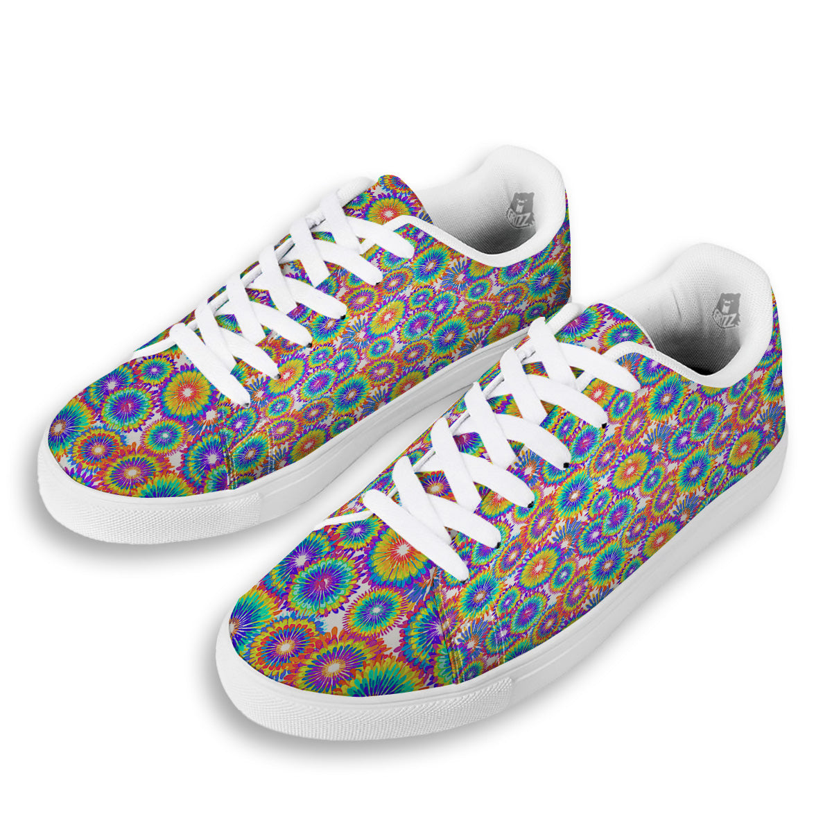 Abstract Sunflower Colorful Print Pattern White Low Top Sneakers-grizzshop