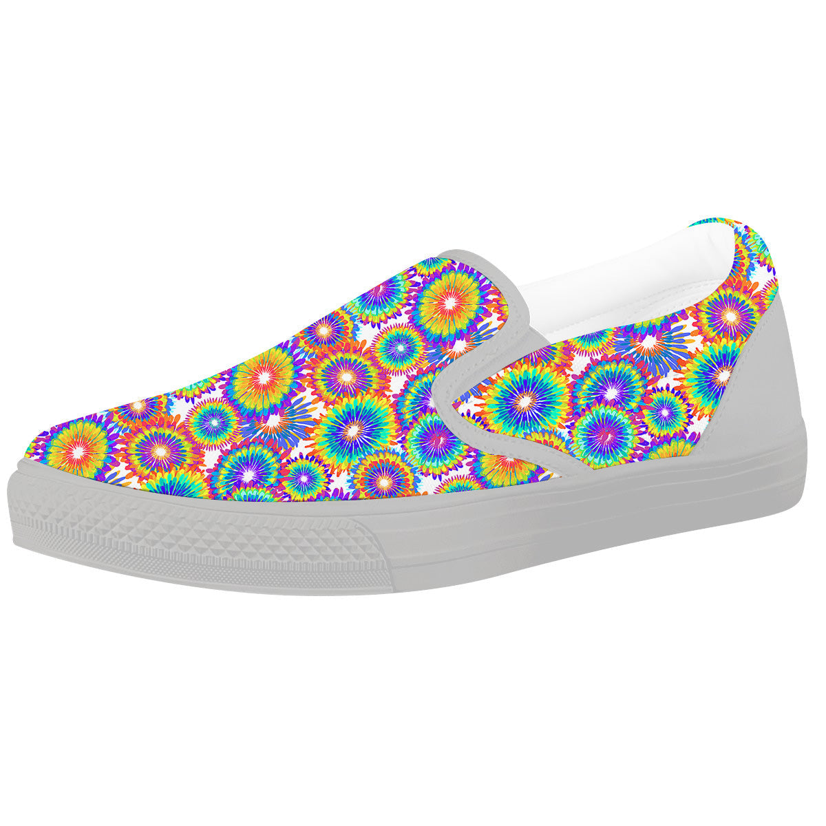Abstract Sunflower Colorful Print Pattern White Slip On Shoes-grizzshop