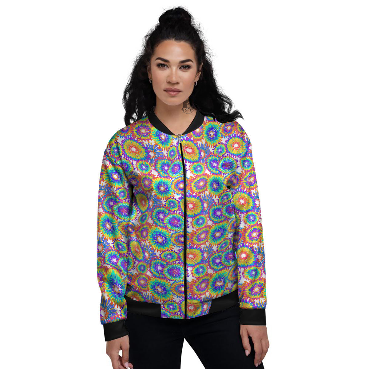 Abstract Sunflower Colorful Print Pattern Women's Bomber Jacket-grizzshop