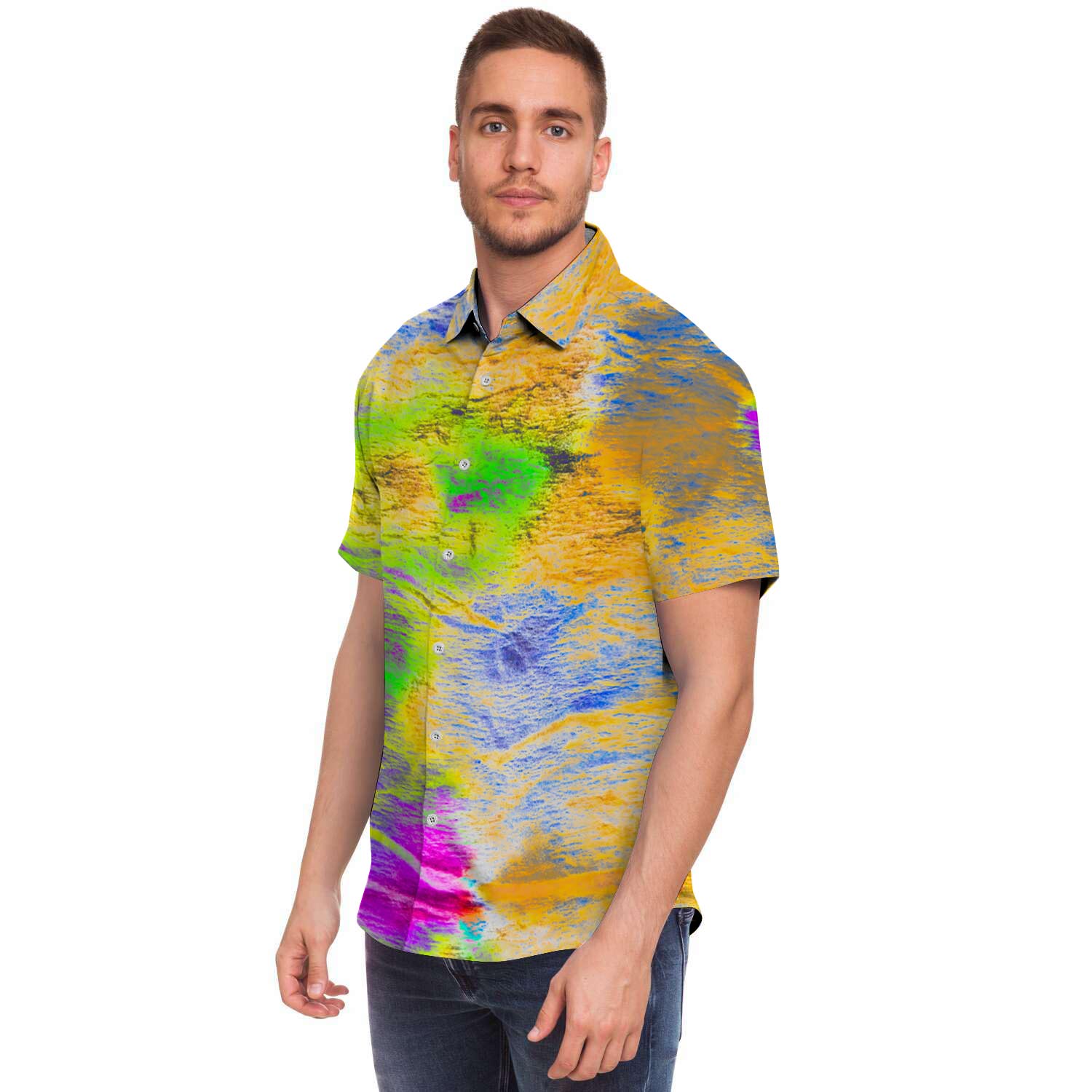 Abstract Tie Dye Men's Short Sleeve Shirt-grizzshop