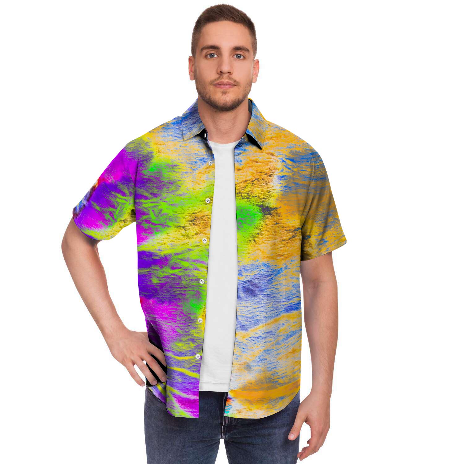 Abstract Tie Dye Men's Short Sleeve Shirt-grizzshop