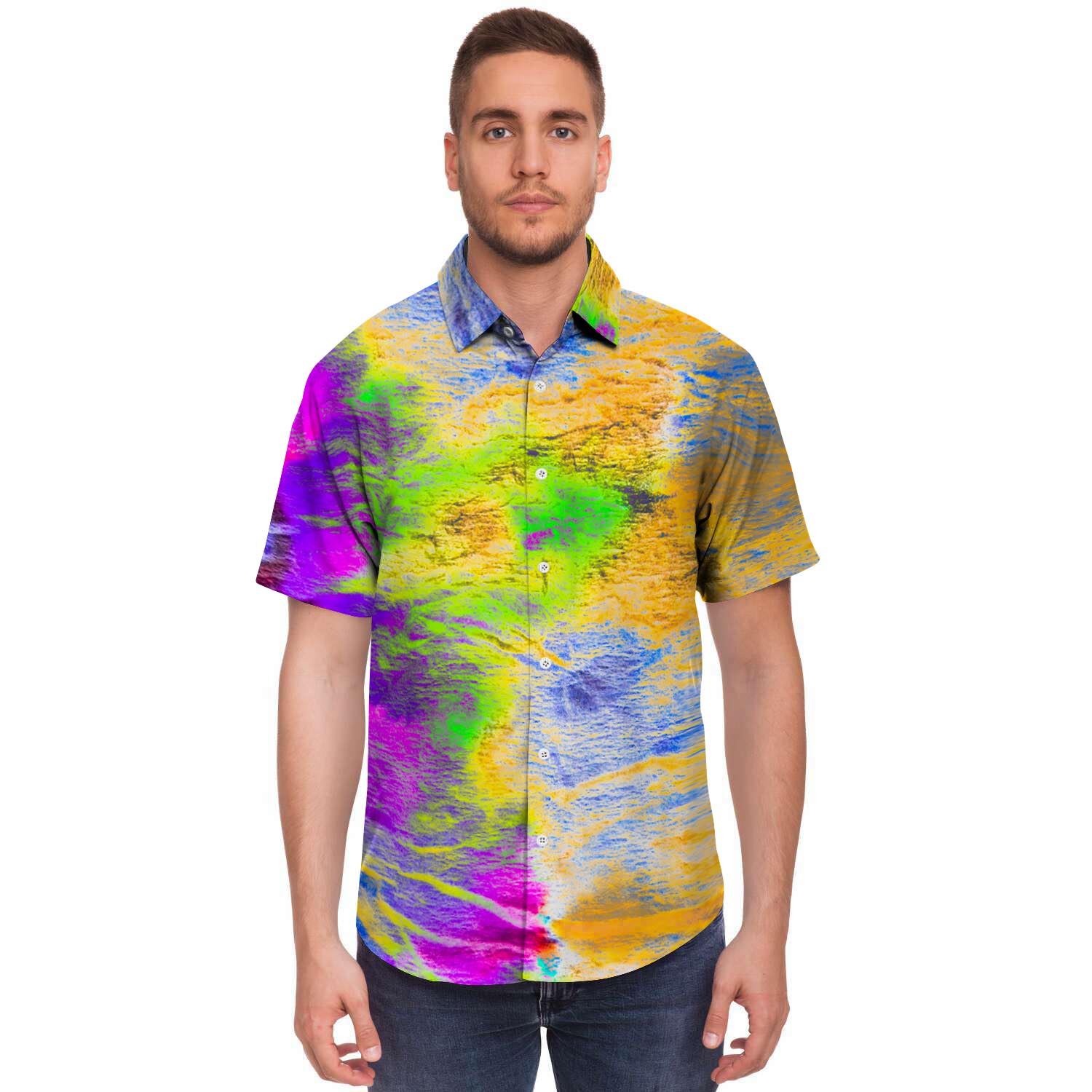 Abstract Tie Dye Men's Short Sleeve Shirt-grizzshop