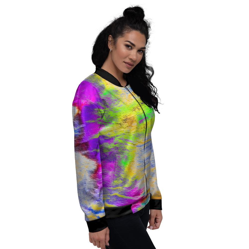 Abstract Tie Dye Women's Bomber Jacket-grizzshop