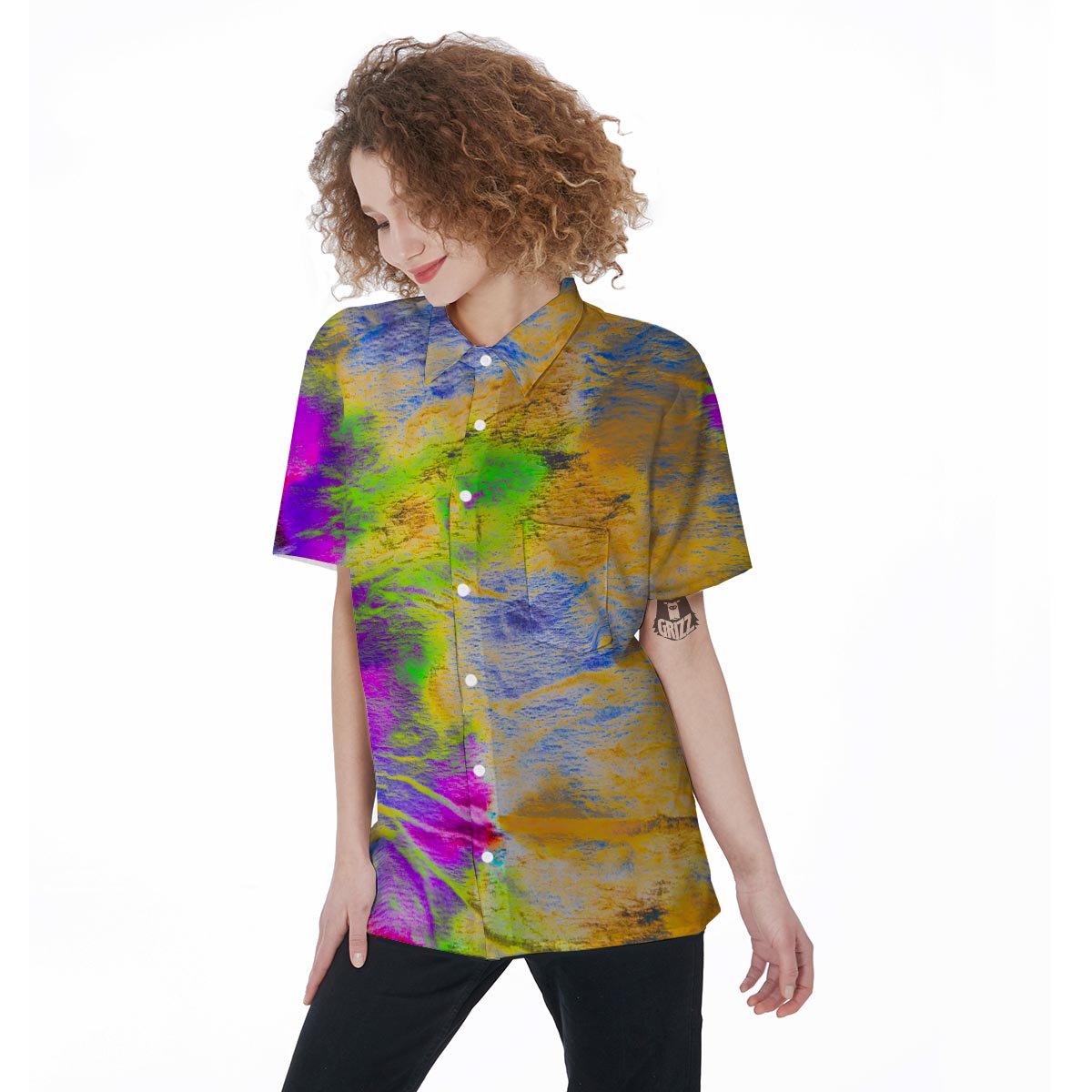 Abstract Tie Dye Women's Short Sleeve Shirts-grizzshop