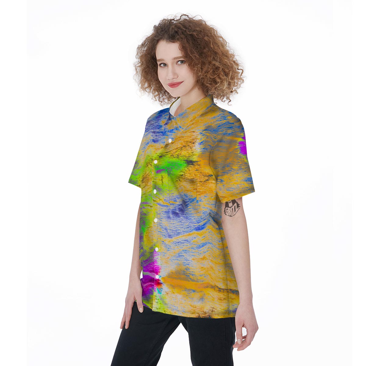 Abstract Tie Dye Women's Short Sleeve Shirts-grizzshop