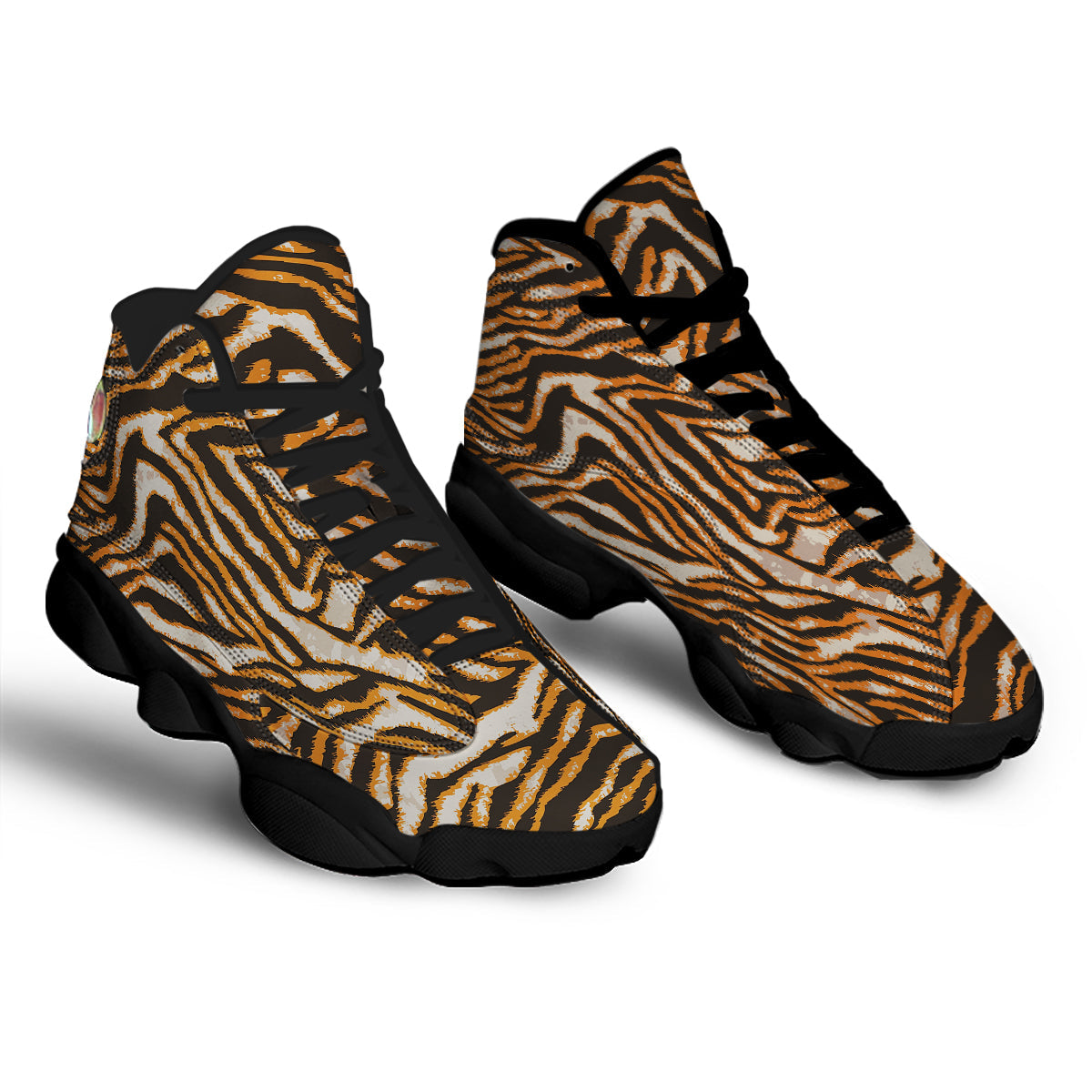 Abstract Tiger Skin Grunge Print Black Basketball Shoes-grizzshop