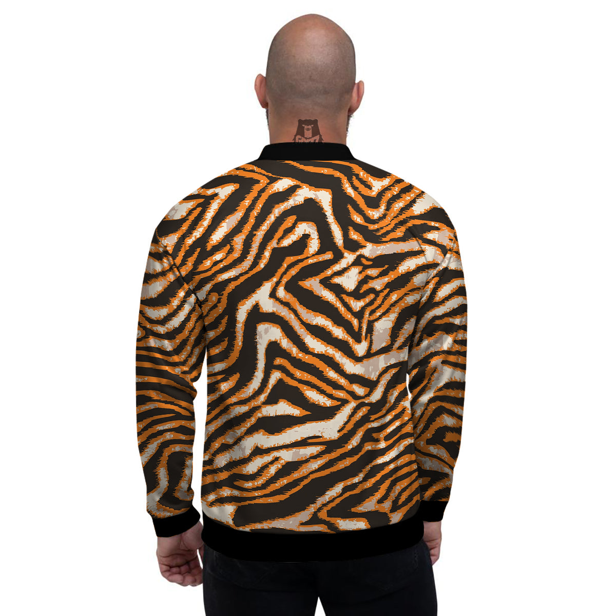 Abstract Tiger Skin Grunge Print Men's Bomber Jacket-grizzshop
