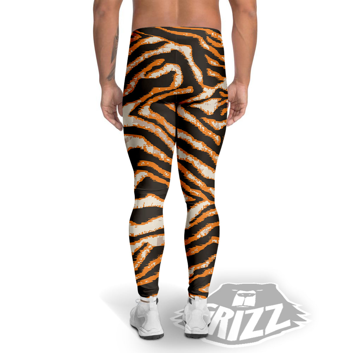 Abstract Tiger Skin Grunge Print Men's Leggings-grizzshop