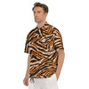 Abstract Tiger Skin Grunge Print Men's Short Sleeve Shirts-grizzshop