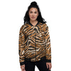 Abstract Tiger Skin Grunge Print Women's Bomber Jacket-grizzshop