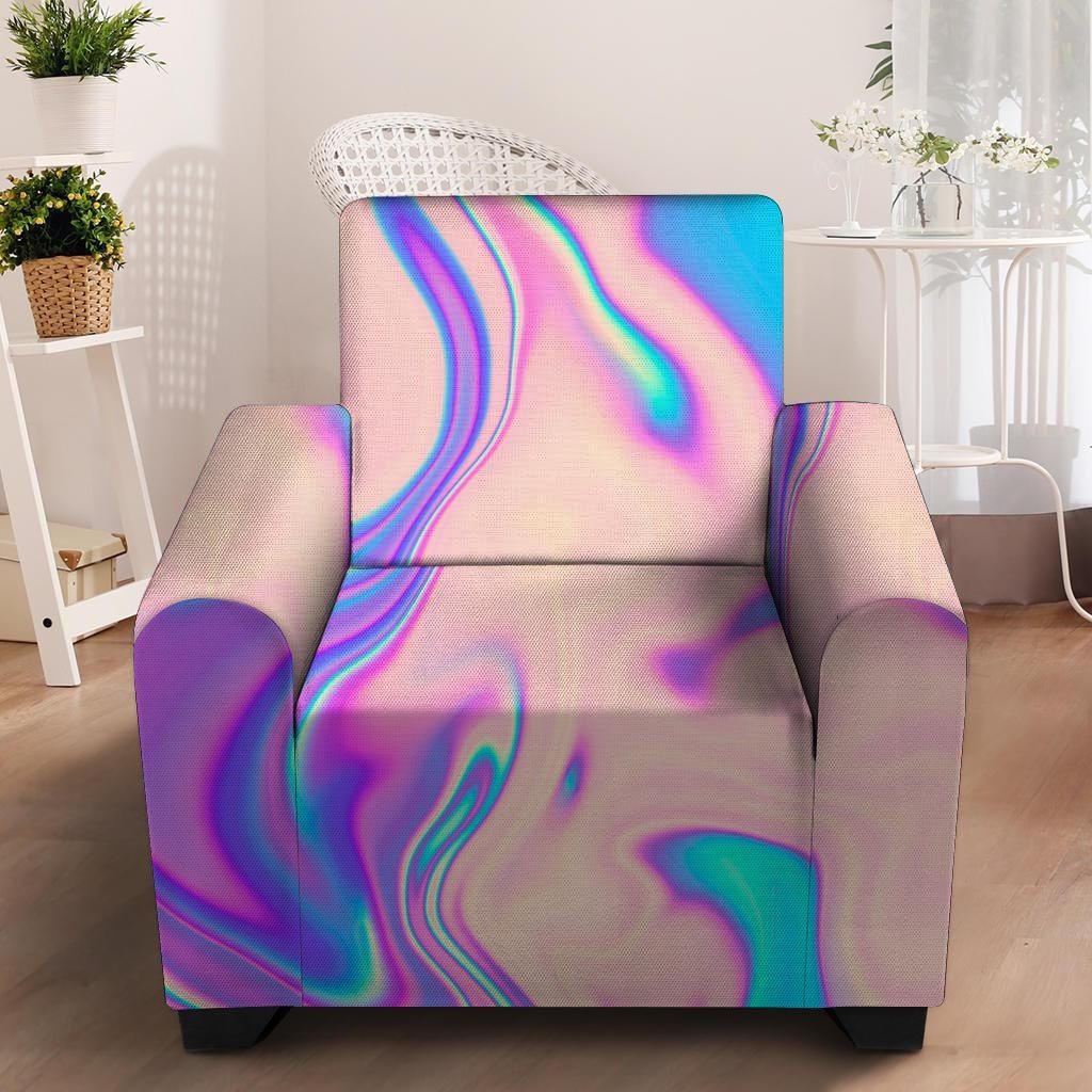 Abstract Trippy Holographic Armchair Cover-grizzshop