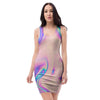 Abstract Trippy Holographic Bodycon Dress-grizzshop