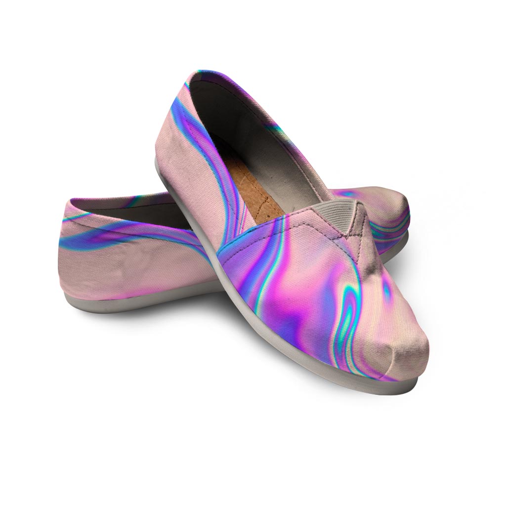 Abstract Trippy Holographic Canvas Shoes-grizzshop