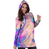 Abstract Trippy Holographic Hoodie Dress-grizzshop