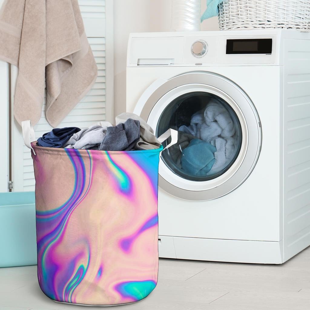 Abstract Trippy Holographic Laundry Basket-grizzshop