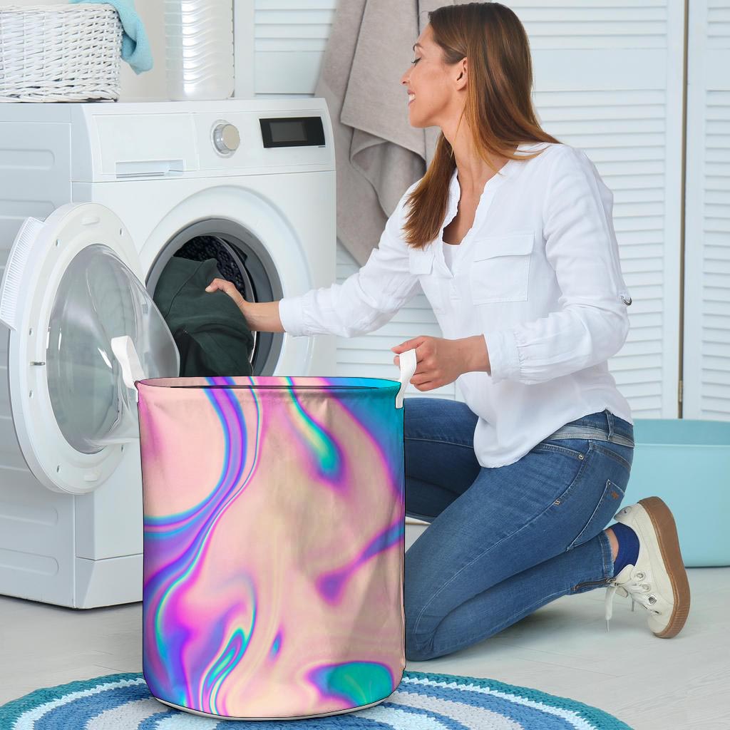 Abstract Trippy Holographic Laundry Basket-grizzshop