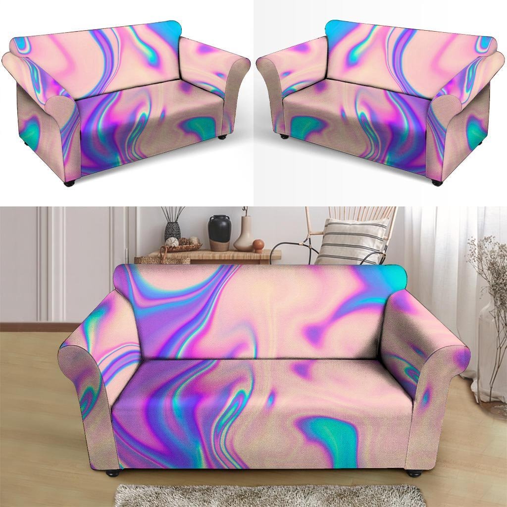 Abstract Trippy Holographic Loveseat Cover-grizzshop