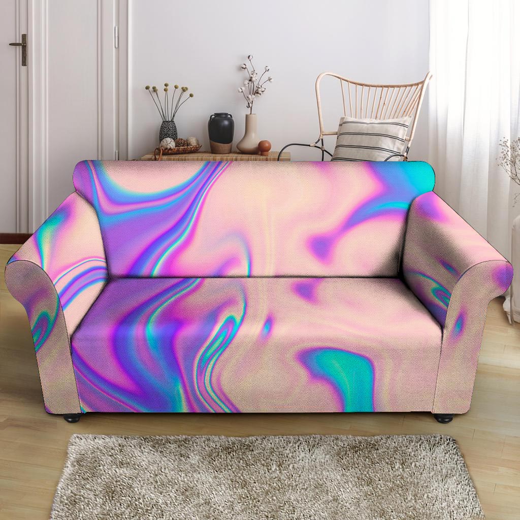 Abstract Trippy Holographic Loveseat Cover-grizzshop