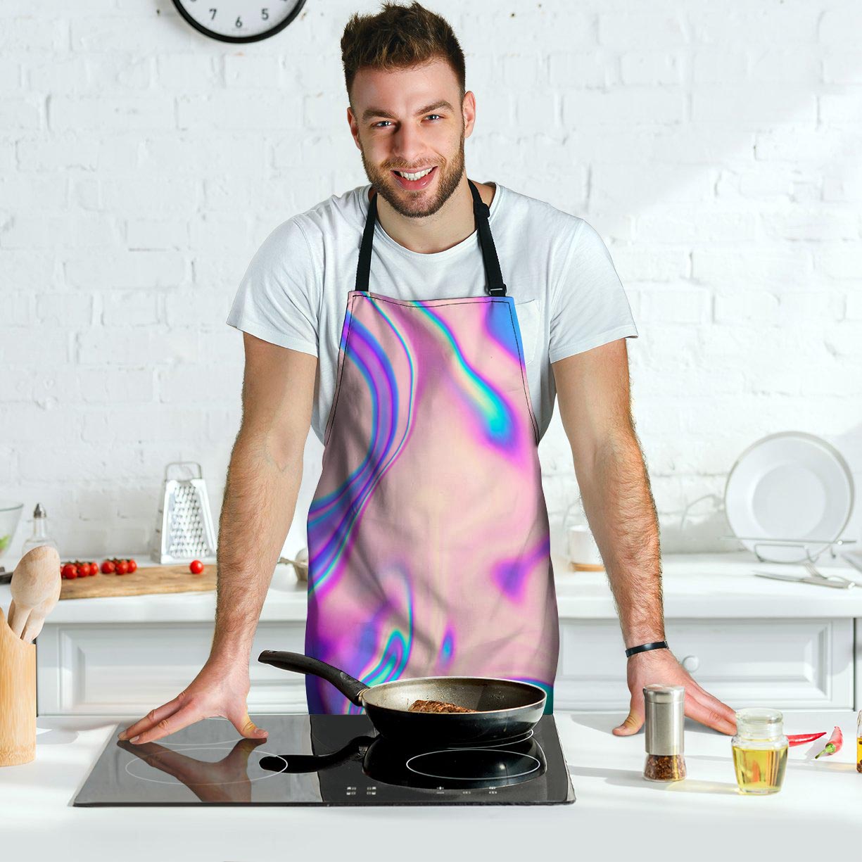 Abstract Trippy Holographic Men's Apron-grizzshop