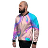 Abstract Trippy Holographic Men's Bomber Jacket-grizzshop