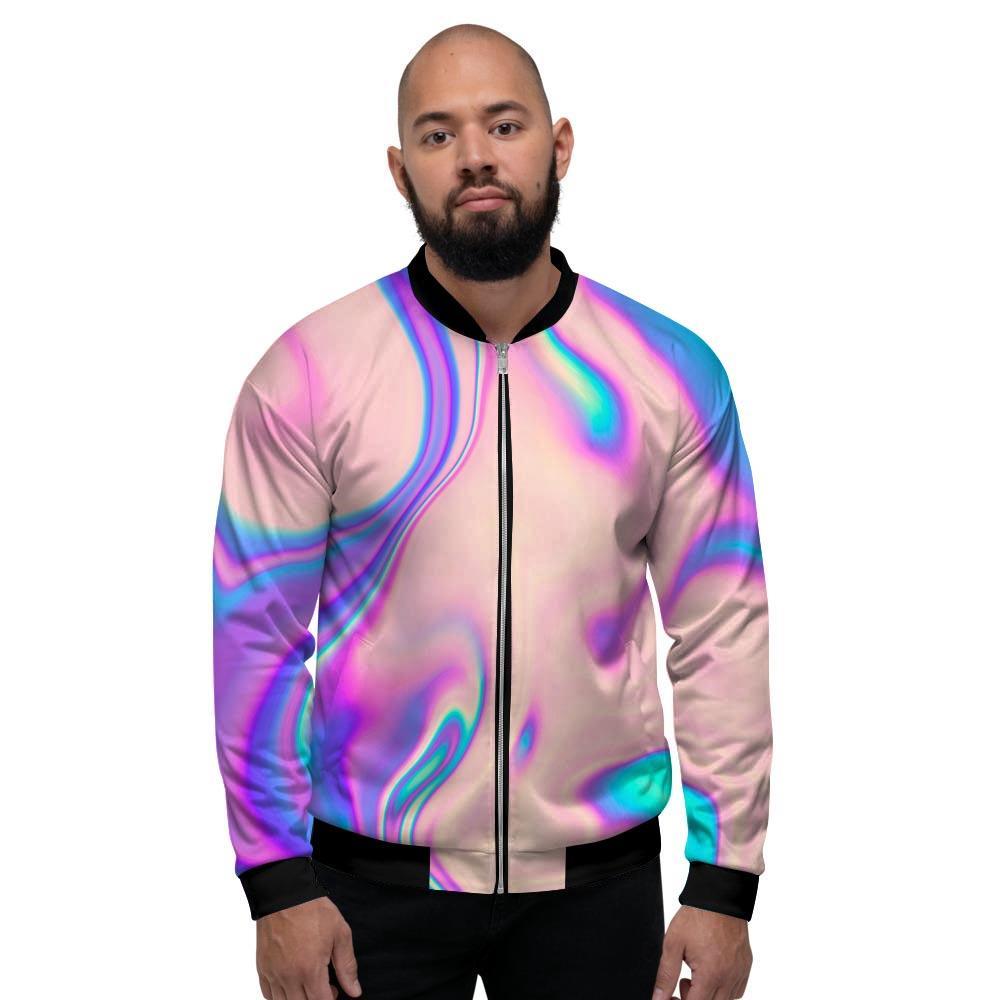 Abstract Trippy Holographic Men's Bomber Jacket-grizzshop