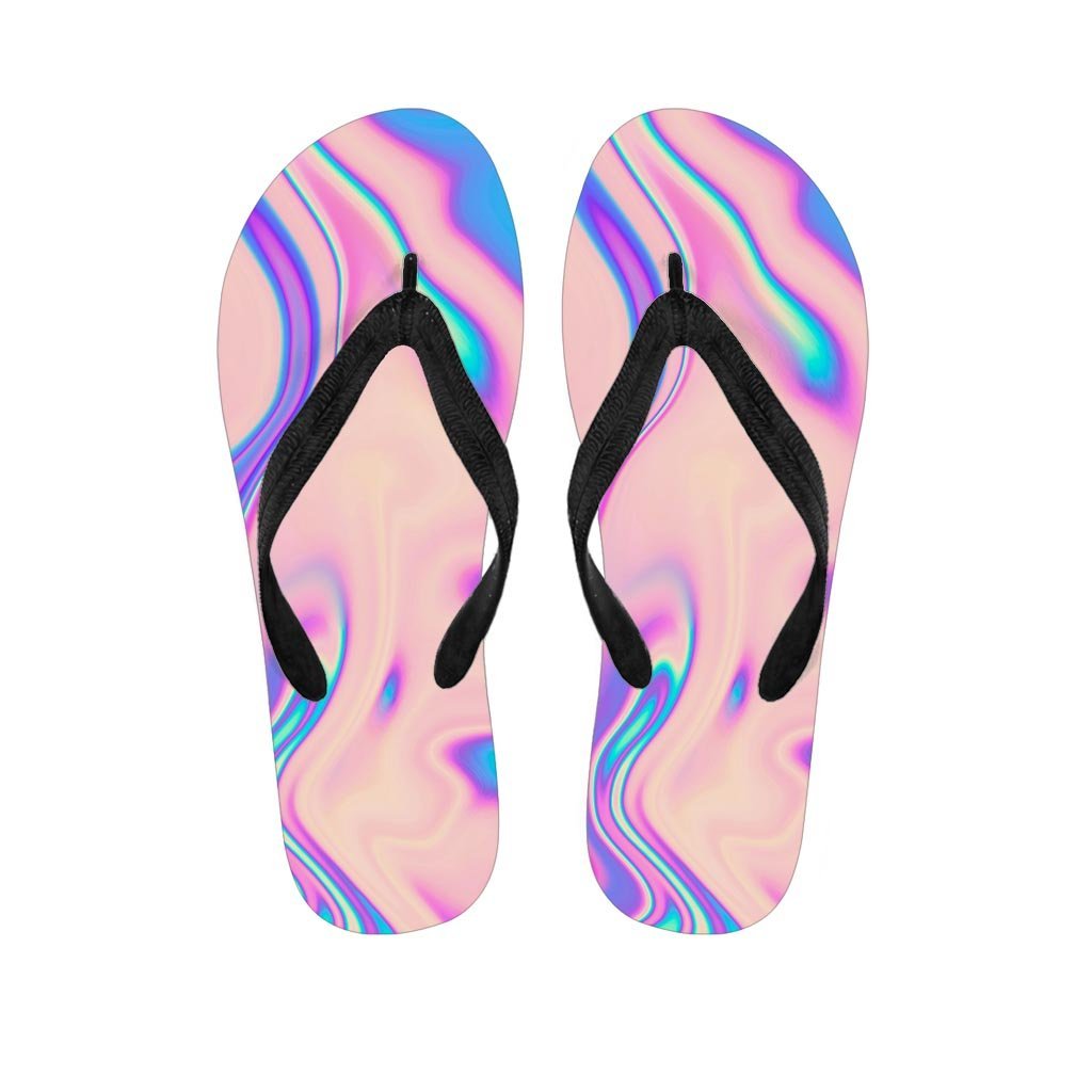 Abstract Trippy Holographic Men's Flip Flops-grizzshop