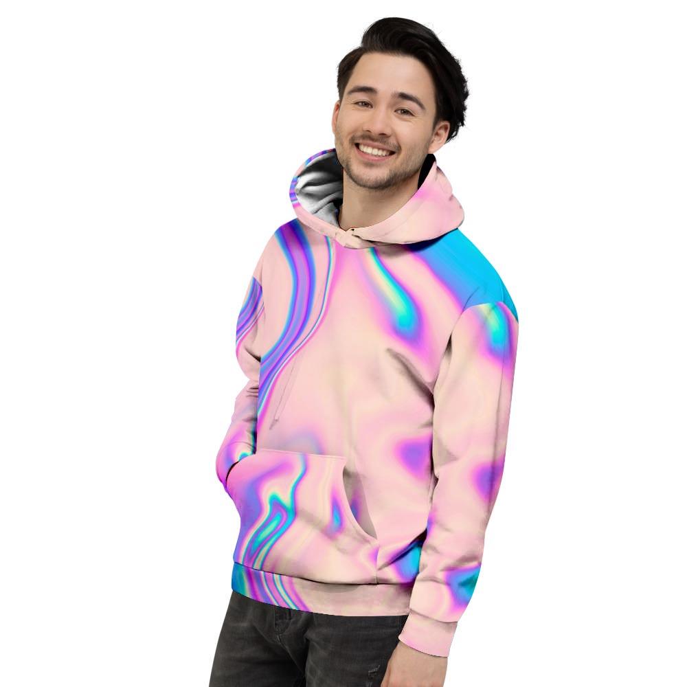 Abstract Trippy Holographic Men's Hoodie-grizzshop