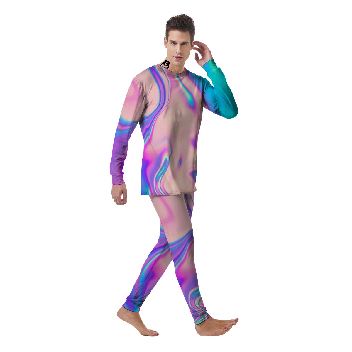 Abstract Trippy Holographic Men's Pajamas-grizzshop