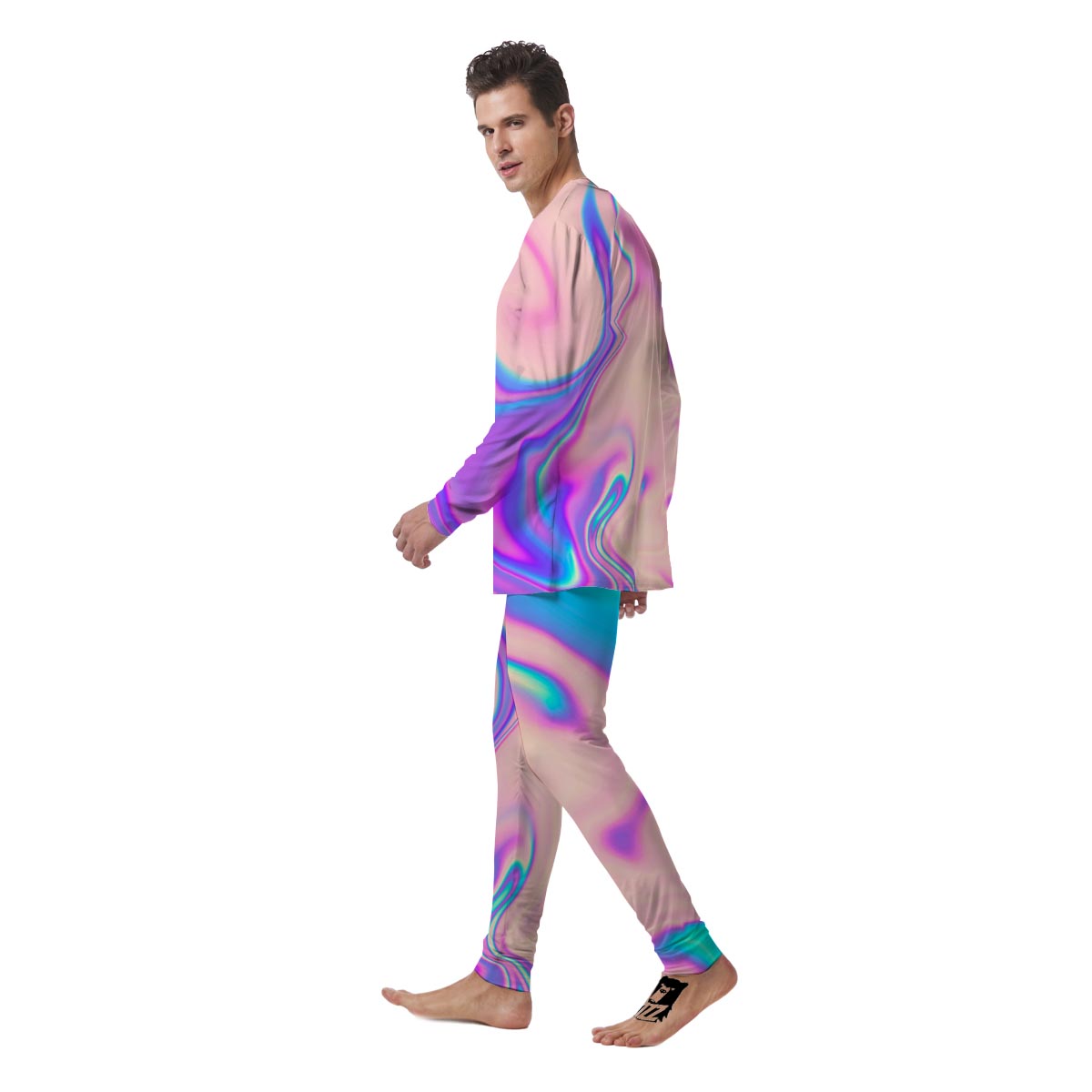 Abstract Trippy Holographic Men's Pajamas-grizzshop