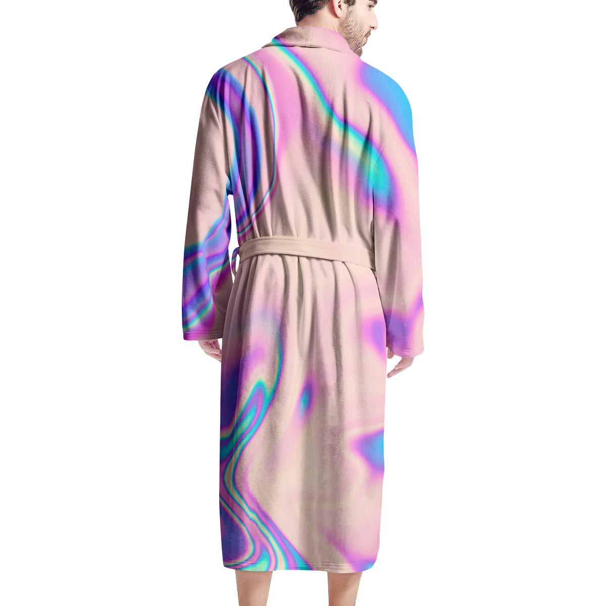 Abstract Trippy Holographic Men's Robe-grizzshop