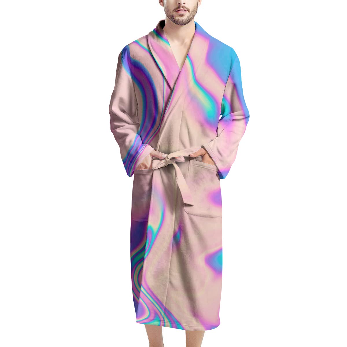 Abstract Trippy Holographic Men's Robe-grizzshop