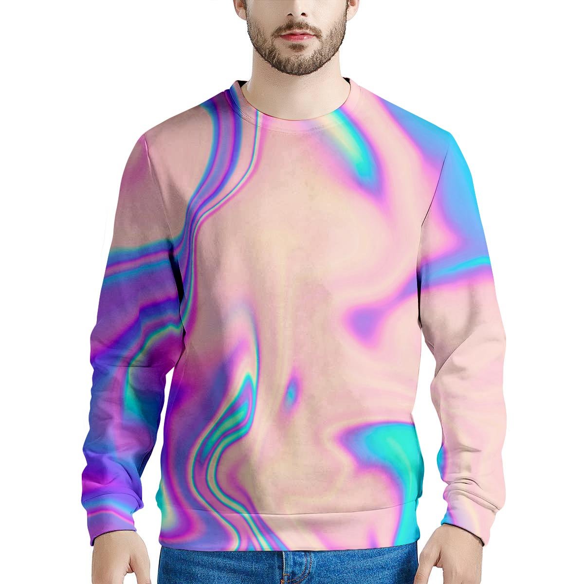 Abstract Trippy Holographic Men's Sweatshirt-grizzshop