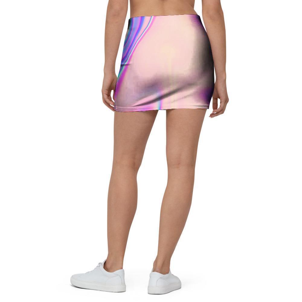 Abstract Trippy Holographic Mini Skirt-grizzshop