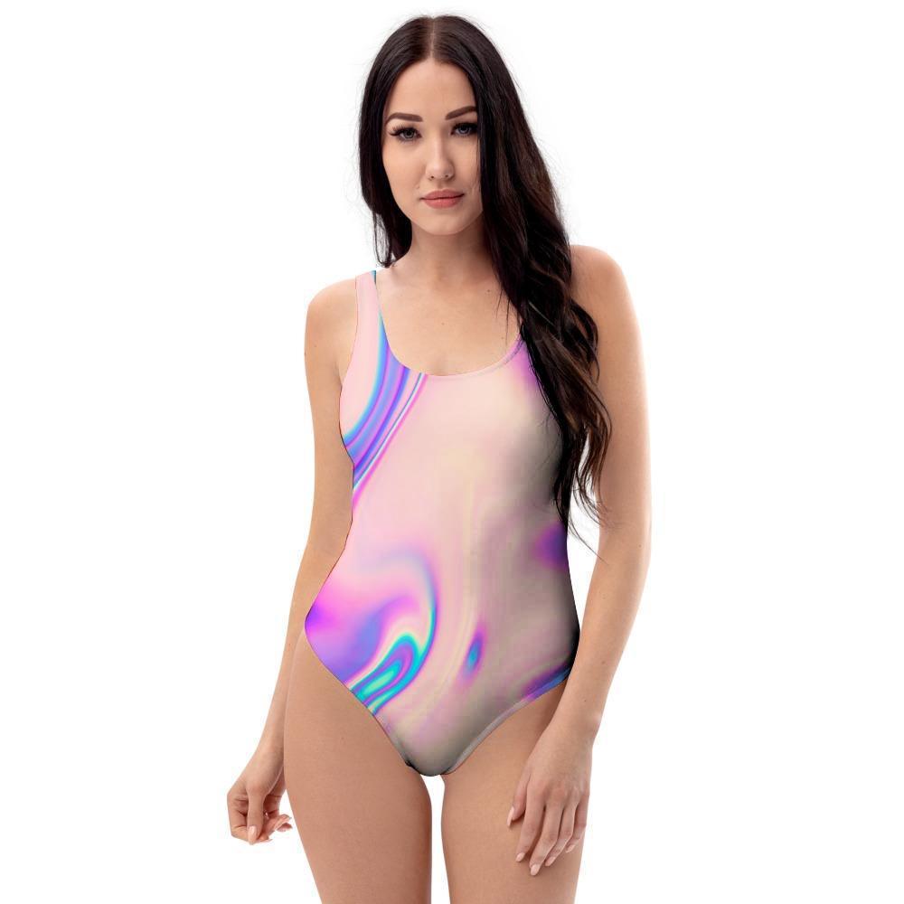 Abstract Trippy Holographic One Piece Swimsuite-grizzshop