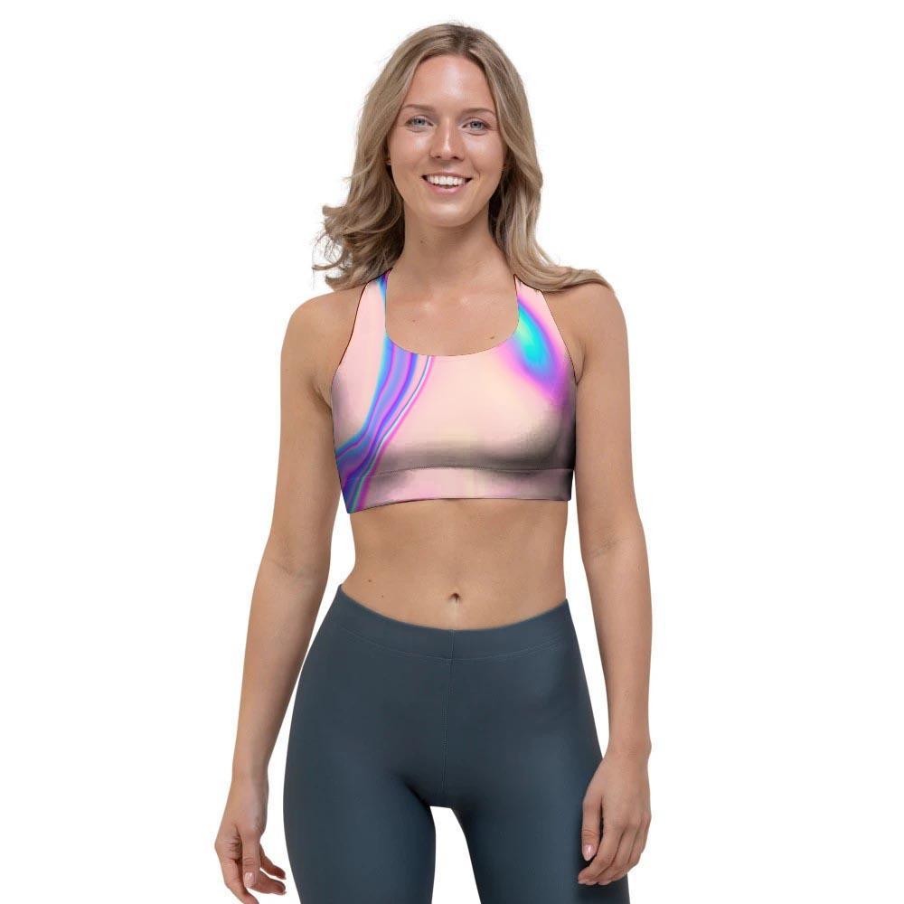 Abstract Trippy Holographic Sports Bra-grizzshop