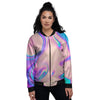 Abstract Trippy Holographic Women's Bomber Jacket-grizzshop