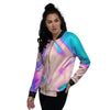 Abstract Trippy Holographic Women's Bomber Jacket-grizzshop