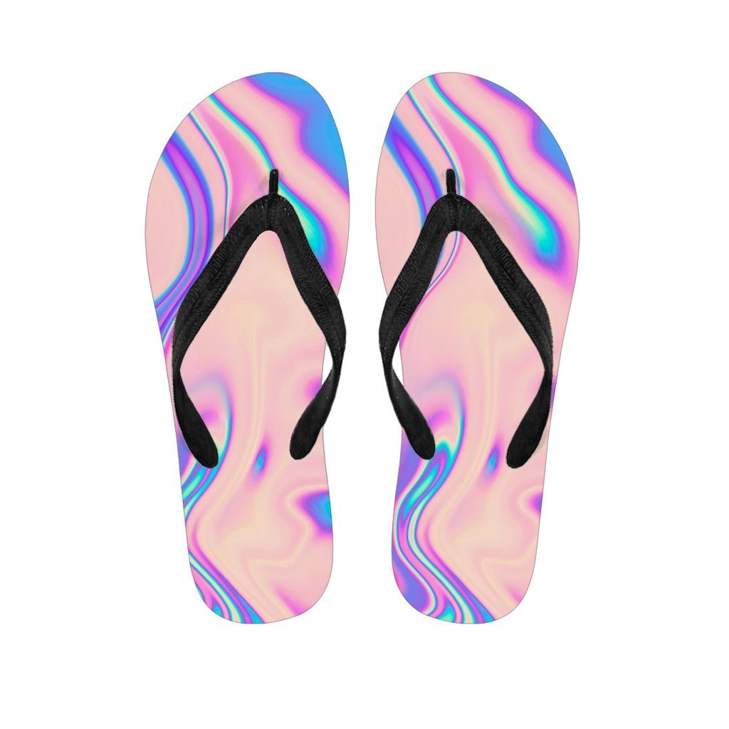 Abstract Trippy Holographic Women's Flip Flops-grizzshop