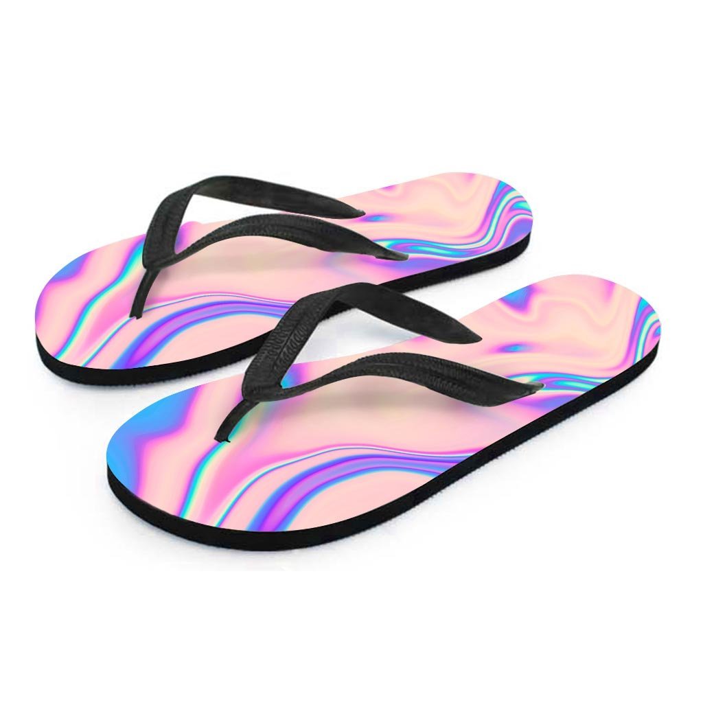 Abstract Trippy Holographic Women's Flip Flops-grizzshop